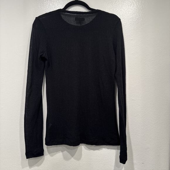Rag & Bone Black Mesh Long Sleeve Sheer Top Size Medium Goth Dark Romantic READ - Picture 7 of 11
